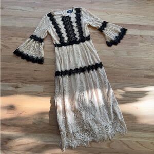 Modcloth Cream and Black Lace Dress
